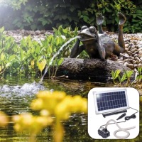 Fontaine solaire Grenouille paresseuse  avec kit pompe solaire 500 l/h 15W, batterie et led