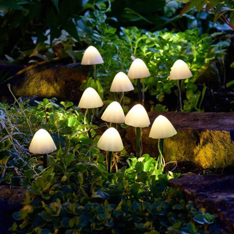 Champignon lumineux solaire blanc chaud  - Lot de 10                            