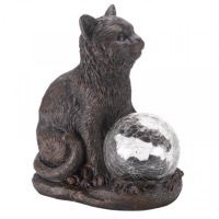 Chat globe verre craquelé solaire allumage multicolore                          