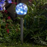 Balise globe solaire Opal en verre irisé avec filament de 10 leds               