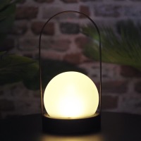 Lampe lanterne solaire métal boule verre fumé                                   