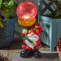 Super nain de jardin solaire 41 cm globe verre craquelé                         