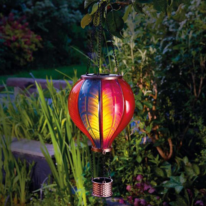 Grande lanterne solaire type ballon montgolfière effet flamme                   