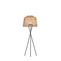 Lampadaire sans fil Amalfi 145 cm avec ampoule 900 lm maxi télécommande pied métal abat jour fibre naturelle rechargeable USB