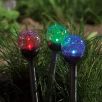 Borne solaire globe verre craquelé 10 cm couleur changeante                     