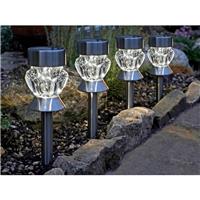 Balise ou lampe solaire verre Crystal, Lot de 4                                 