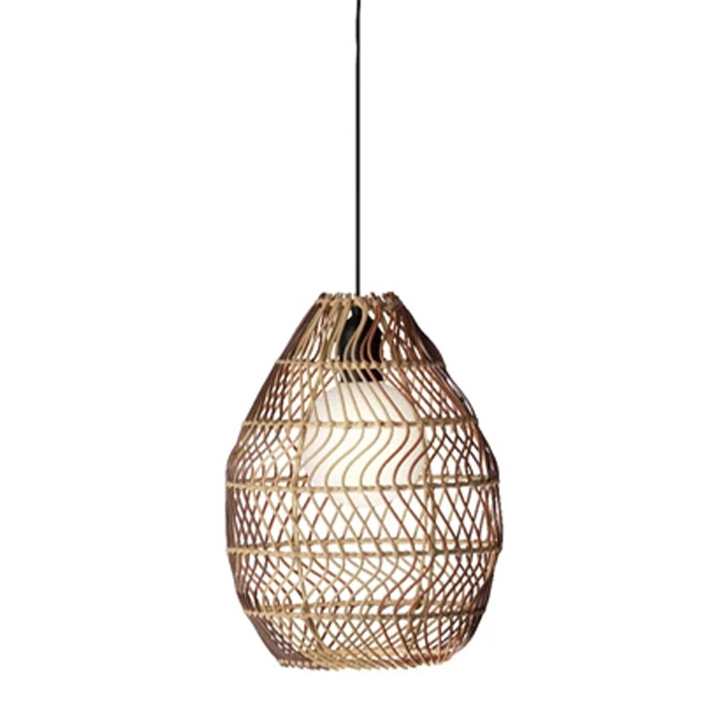 Suspension solaire résine tressée beige et brun 25 lumens                       
