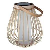 Lampe lanterne solaire et usb bambou naturel Marta effet flamme                 